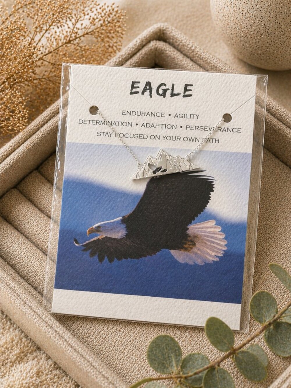 Eagle Pendant Necklace Silver Tone Nature Animal Jewelry Giftable NEW